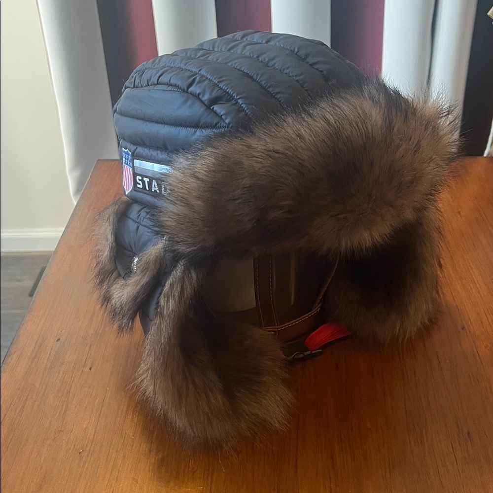 Polo Ralph Lauren Puffer Trapper Hat 1992 P Wing Stadium USA Winter Small / Med - Picture 12 of 16